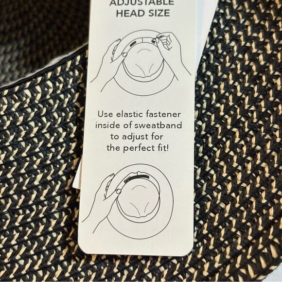 Sonoma Black and White Wide-Brimmed Hat Adjustable Head Size UPG 50+. - Picture 11 of 12